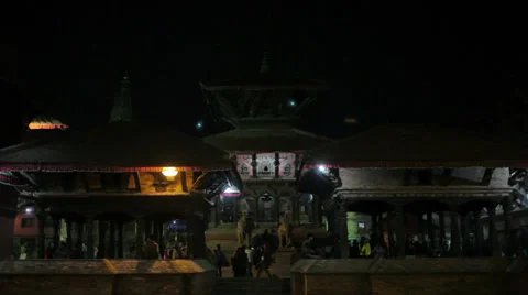 Patan Durbar Square at Night Stock Footage 37317061