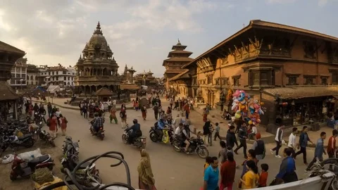 Patan Durbar Square timelapse in Nepal Stock-Footage 75335472