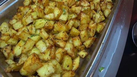 Patatoes in a buffet Stock Footage 77173243