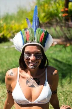 Pataxo model in Bahia Stock Photos