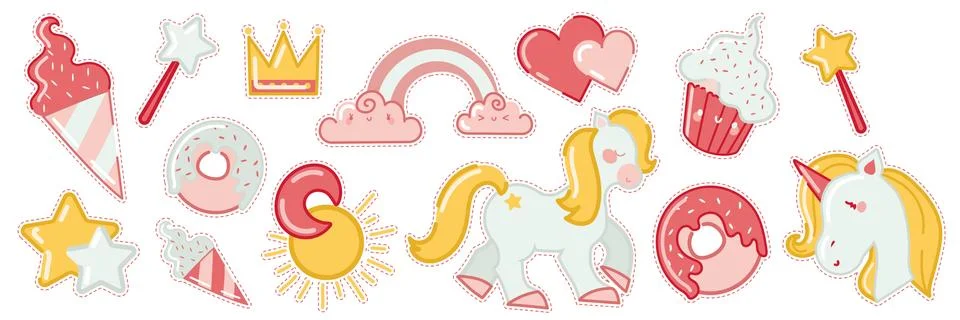 Patch badges doodle set 스톡 일러스트
