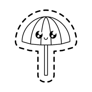Patch of beach umbrella open kawaii Illustrazione stock