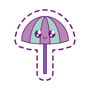 Patch of beach umbrella open kawaii 스톡 일러스트