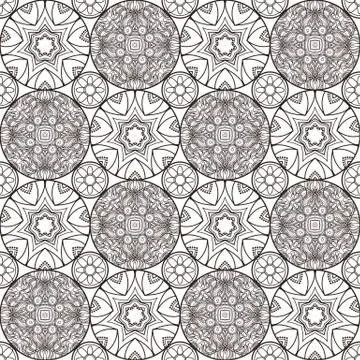 Patch Boho Flower Seamless Pattern. Mandala patchwork, oriental design. Wal.. イラスト素材