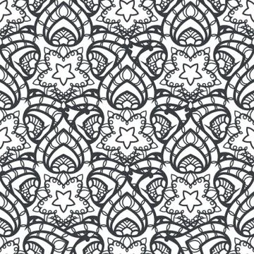 Patch Boho Flower Seamless Pattern. Mandala patchwork, oriental design. Wal.. Stock Illustration