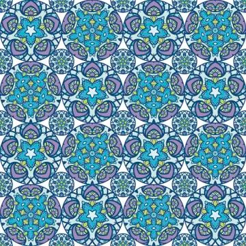 Patch Boho Flower Seamless Pattern. Mandala patchwork, oriental design. Wal.. Illustrazione stock