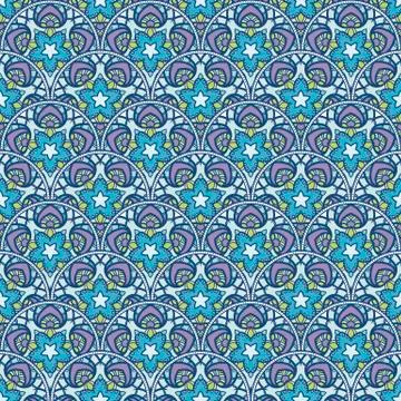 Patch Boho Flower Seamless Pattern. Mandala patchwork, oriental design. Wal.. 库存插图