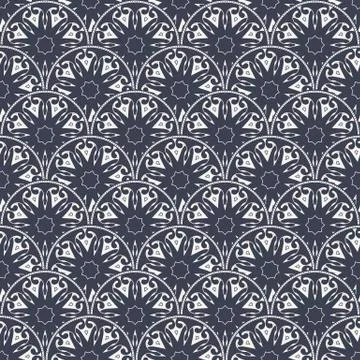 Patch Boho Flower Seamless Pattern. Mandala patchwork, oriental design. Wal.. Illustrazione stock