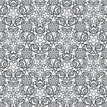 Patch Boho Flower Seamless Pattern. Mandala patchwork, oriental design. Wal.. Illustrazione stock