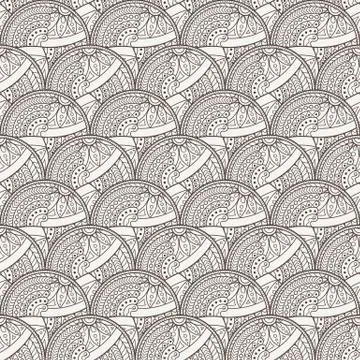 Patch Boho Flower Seamless Pattern. Mandala patchwork, oriental design Stock Illustration