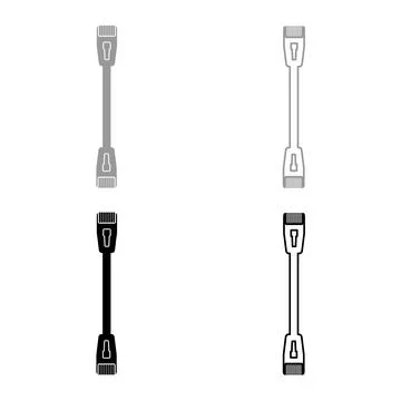 Patch cable path cord ethernet technology rj45 net concept set icon grey bl.. Illustrazione stock