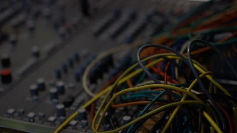 Patch cables on recording sound board in studio Stock Footage 107027979