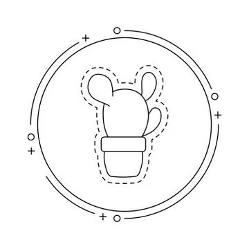 Patch of cactus in frame circular Stock Illustration