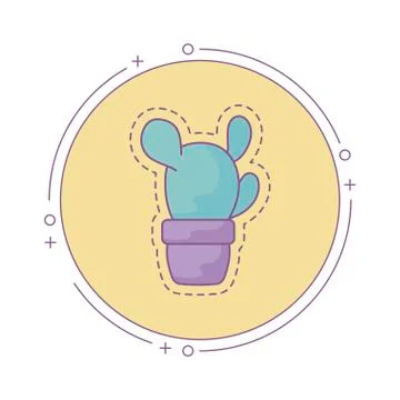 Patch of cactus in frame circular イラスト素材