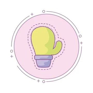 Patch of cactus in frame circular Stock Illustration