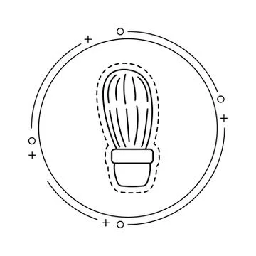 Patch of cactus in pot plant with frame circular Stock Illustration