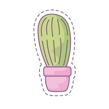 Patch of cactus in pot plant 库存插图