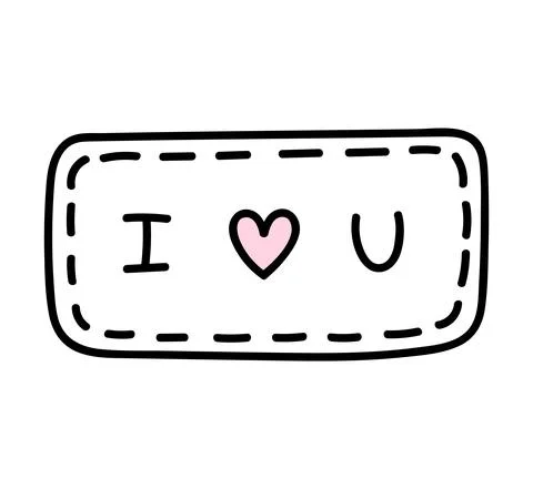 Patch for clothes with embroidery I love you Ilustración de archivo