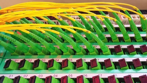Patch cord connected to optical distribution panel. Stock Footage 103503159