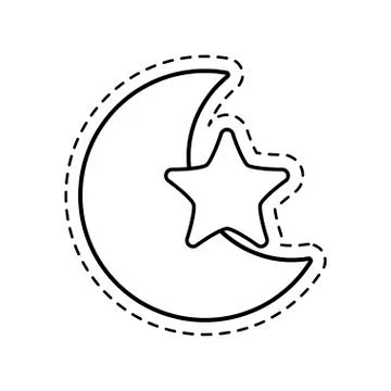 Patch of cute moon and star Stock Illustration