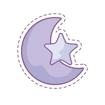 Patch of cute moon and star Stock Illustration