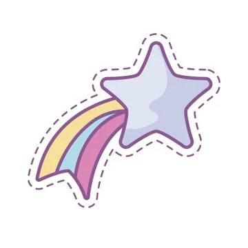 Patch of cute shooting star applique Stock Illustration