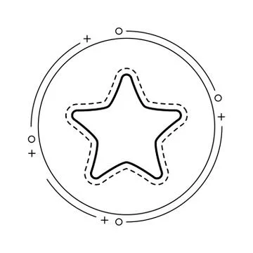 Patch of cute star in frame circular Stock Illustration