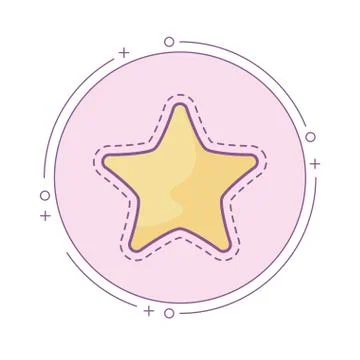 Patch of cute star in frame circular Stock Illustration