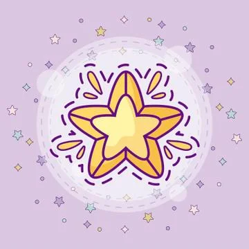 Patch of cute star icon Stock Illustration