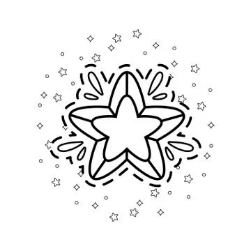 Patch of cute star icon Stock Illustration