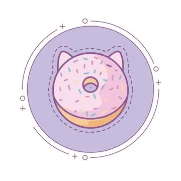 Patch of delicious and sweet donut in frame circular イラスト素材