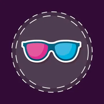 Patch of eyeglasses cinema 3d isolated icon Stock Illustration