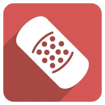 Patch Flat Rounded Square Icon with Long Shadow Stock Illustration