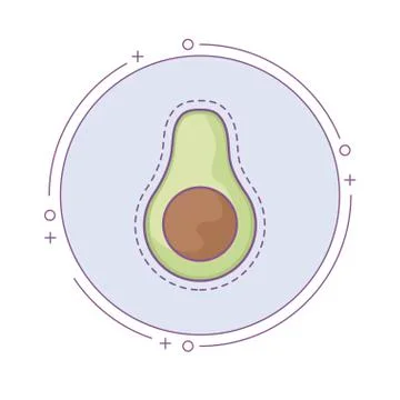 Patch of fresh healthy avocado in frame circular Stock Illustration