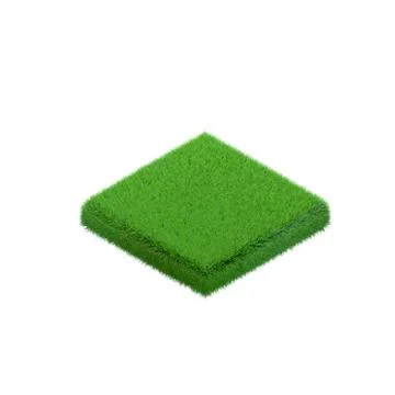 Patch of grass in form of square.3d isometric style. Ilustración de archivo
