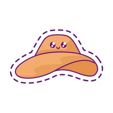 Patch of hat female kawaii Ilustración de archivo