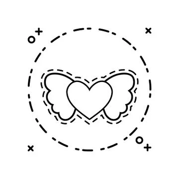 Patch of heart with wings Stock Illustration