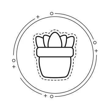 Patch of houseplant in pot with frame circular Stock Illustration