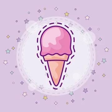 Patch with ice cream in cone 库存插图