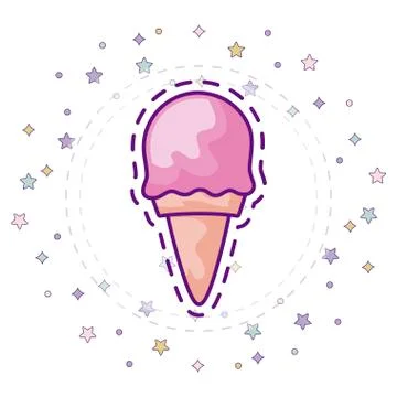 Patch with ice cream in cone Stock Illustration