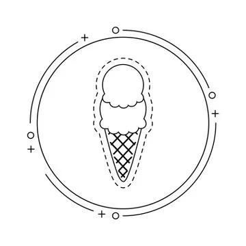 Patch with ice cream in frame circular Stock Illustration