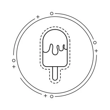 Patch with ice cream in stick with frame circular イラスト素材