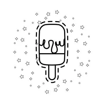 Patch with ice cream in stick Stock Illustration
