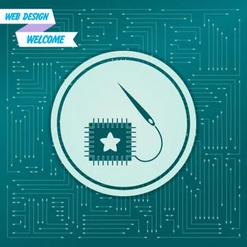 Patch icon on a green background, with arrows in different directions. It app Stock Illustration