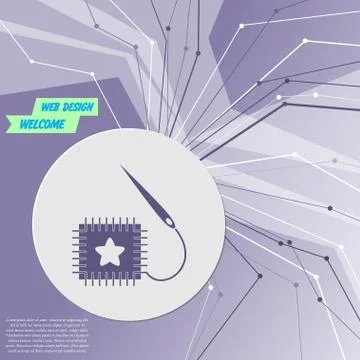 Patch icon on purple abstract modern background. The lines in all directions. Stock Illustration