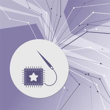 Patch icon on purple abstract modern background. The lines in all directions. Stock Illustration