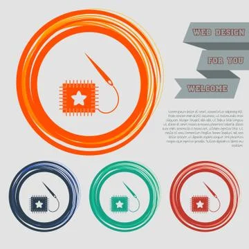 Patch icon on the red, blue, green, orange buttons for your website and desig Illustrazione stock