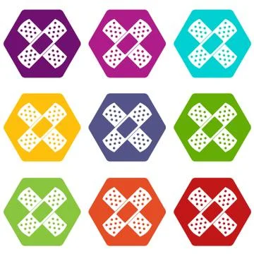 Patch icon set color hexahedron 스톡 일러스트
