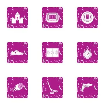 Patch icons set, grunge style Stock Illustration