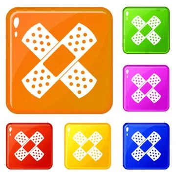 Patch icons set vector color 스톡 일러스트